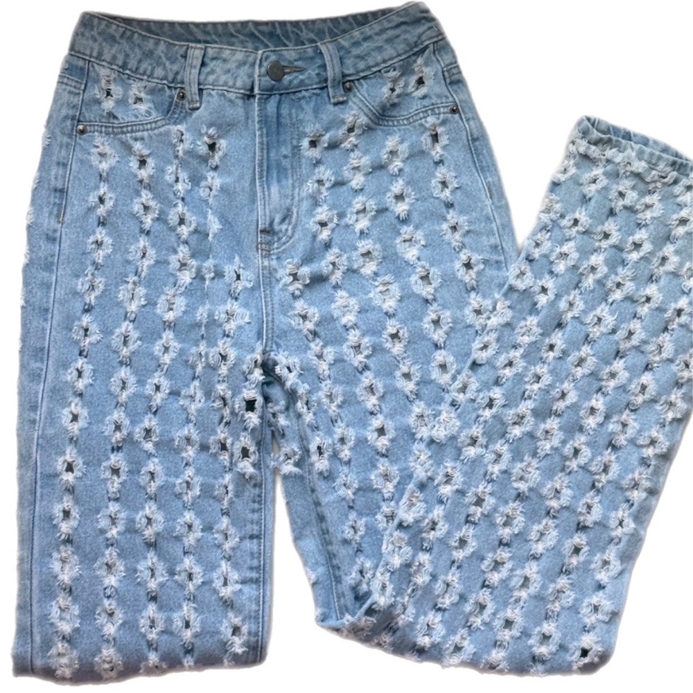 Super Distressed Jeans Vintage Late 80s Acid Wash Stranger Things Core Size 4